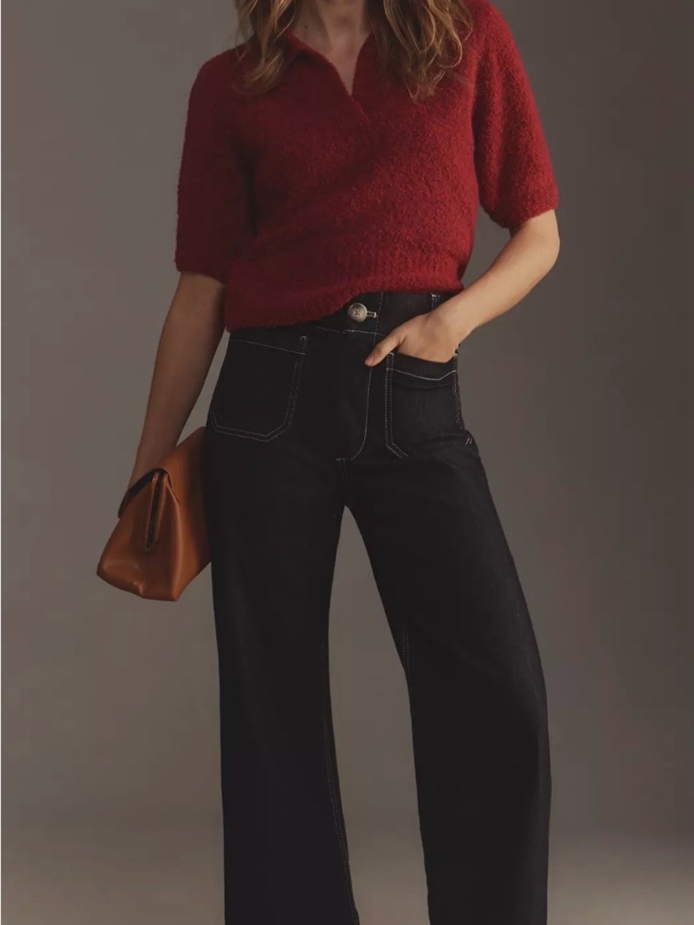 Anthropologie Collette Cropped Wide-Leg Black Women's pants